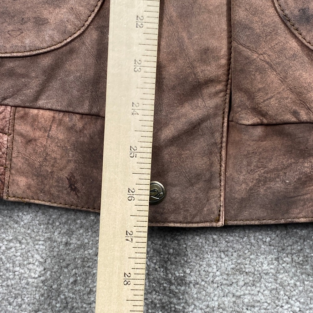 Outback Red Leather Bomber Jacket Mens L Brown Good Distressed Vintage 90s Zip - Picture 5 of 8